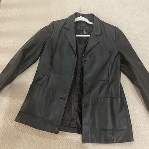 100% Leather Black Blazer